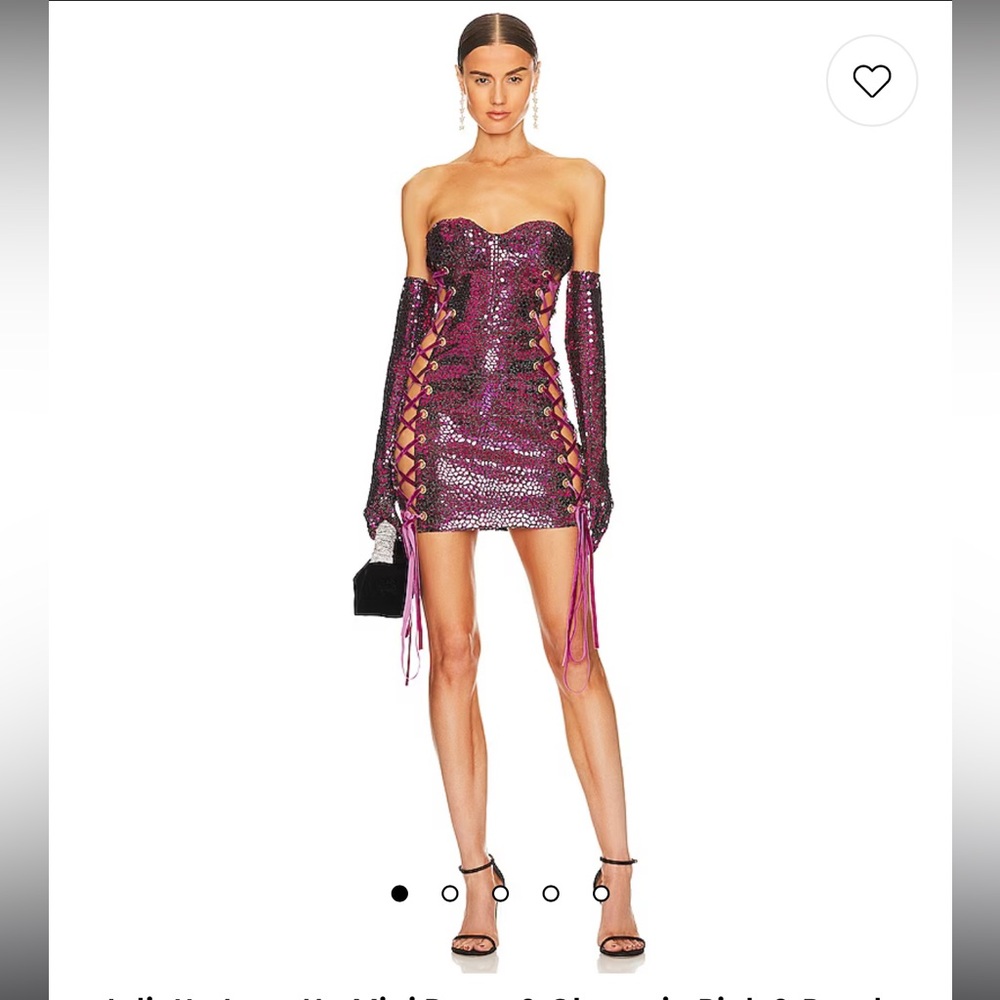 Bronx and Banco Lace Up Mini Dress & Gloves in Pink & Purple